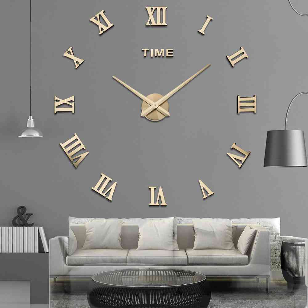 3d stort akryl spejlvægur - di kvarts ur stilleben ure moderne boligdekoration, stue klistermærker