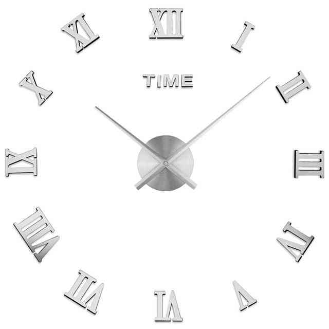 3D Duży akrylowy zegar ścienny z lustrem - DIY zegarek kwarcowy Martwa natura Zegary Nowoczesna dekoracja domu, naklejki do salonu - czarny / 27 cali 50-70 cm