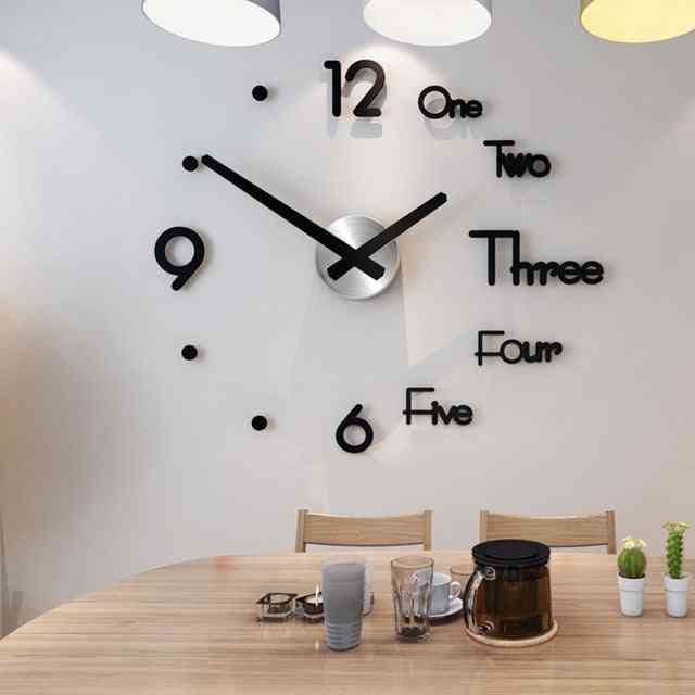 Modern Design Quartz Needle Large Wall Clocks - 3d Diy Acrylic Mirror Mechanism Stickers Home Living Room Decoration