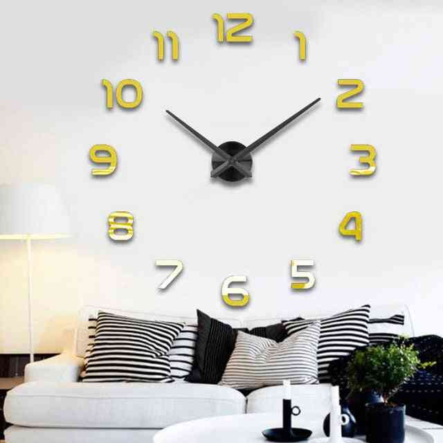Fashion 3d Big Size Wall Clock Mirror Sticker Diy Brief Living Room, Meeting Room Decor