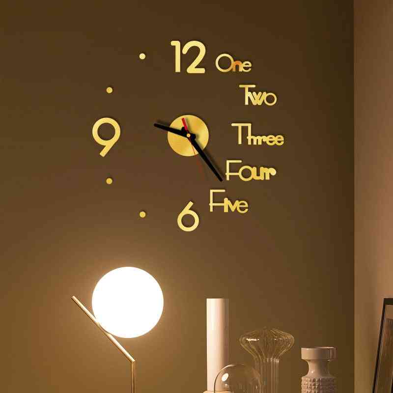 DIY digitale Wanduhr 3d Spiegel Oberfläche Aufkleber stille Uhr Home Office Dekor - schwarz