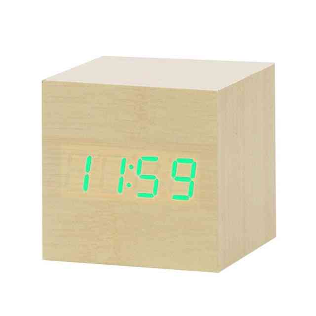 Led Wooden - Table Decor Voice Control, Usb/aaa Powered  Alarm Clock