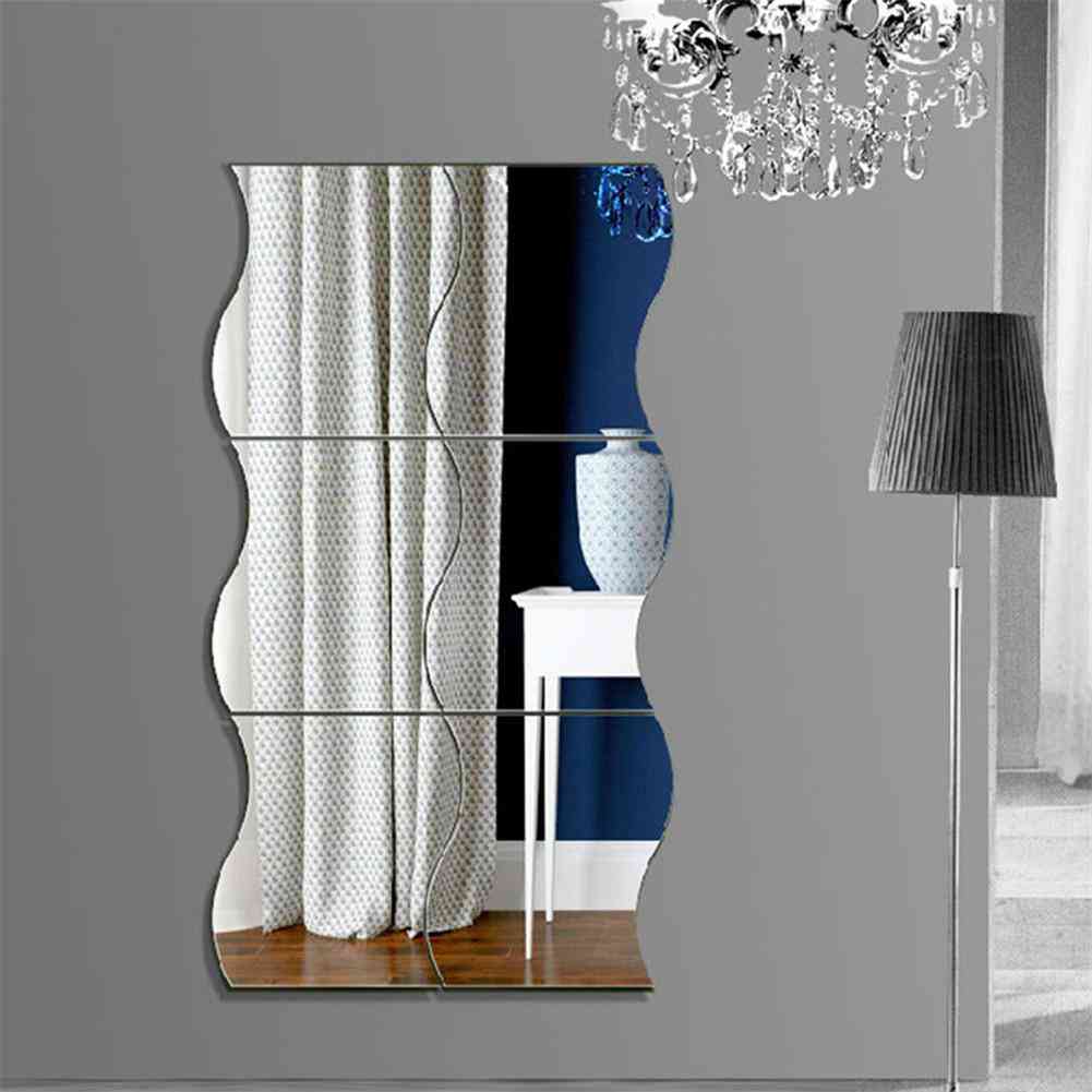 6pcs 3d Wave Acrylic Mural Decal Removable Stickers For Living Room Decoration Wall