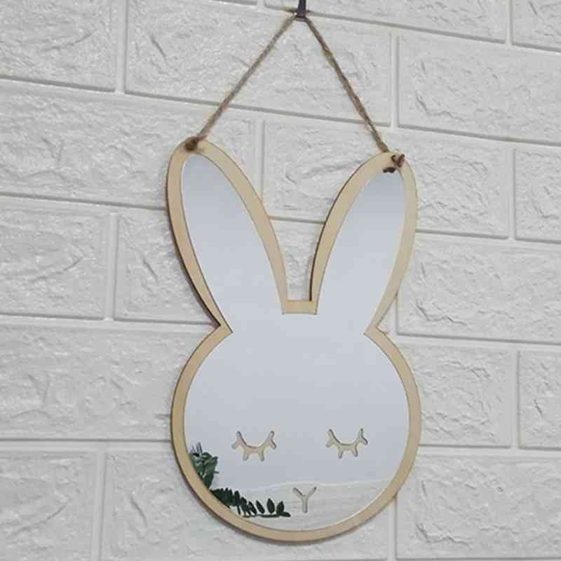 Drewniane akrylowe wyposażenie domu lustro dekoracyjne do pokoju dziecięcego i kreatywna dekoracja dla dzieci lustro ścienne z króliczkiem kreskówkowym - królik