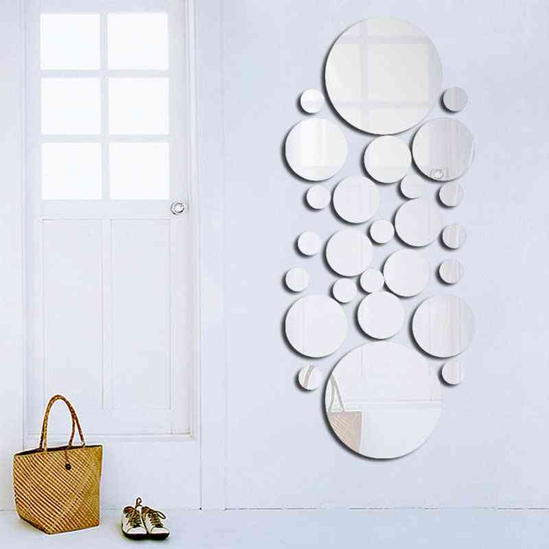 Geometrisk sirkel 3d stereo avtakbart speil vegg klistremerke hjem bakgrunn dekorasjon - gull