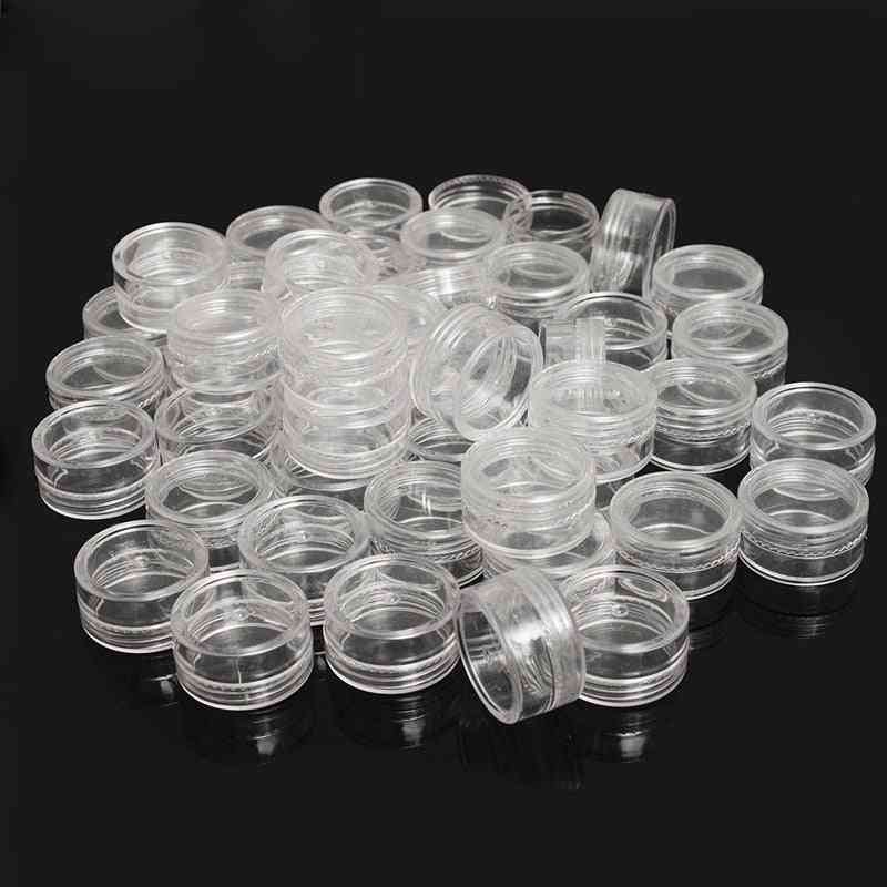 Clear Plastic Jewelry Bead Storage Box Small Round Container Jars Make Up Organizer Boxes