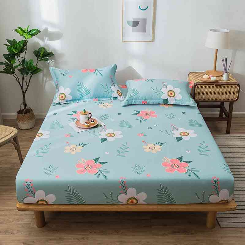 Soft Cotton Fitted Bed Sheet, Comfortable Non Slip Bed Mattress, Protective Cover Bed Linen