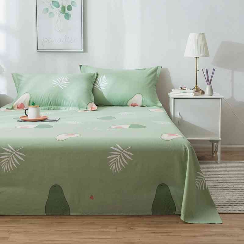 Printing Cotton Bed Sheet, Multi Sizes Mattress Bedding Coverlet, Soft Breathable Flat Bed Sheet Bedclothes