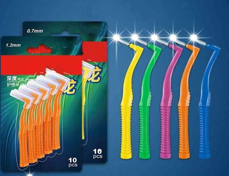 L Shape Push Pull Interdental Brush For Oral Care