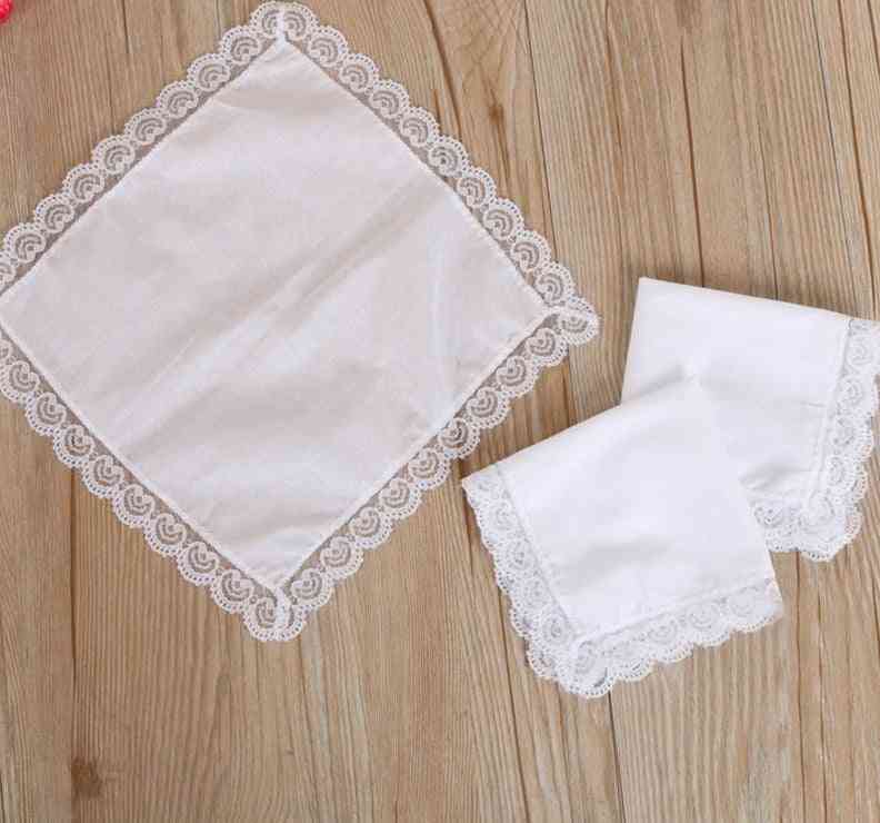 Diy White Handkerchief Towels Lace Edge With Many Uses