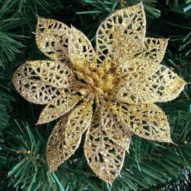 Sztuczny brokat pusty kwiat na przyjęcie urodzinowe, nowy rok, dekoracje świąteczne - złoty