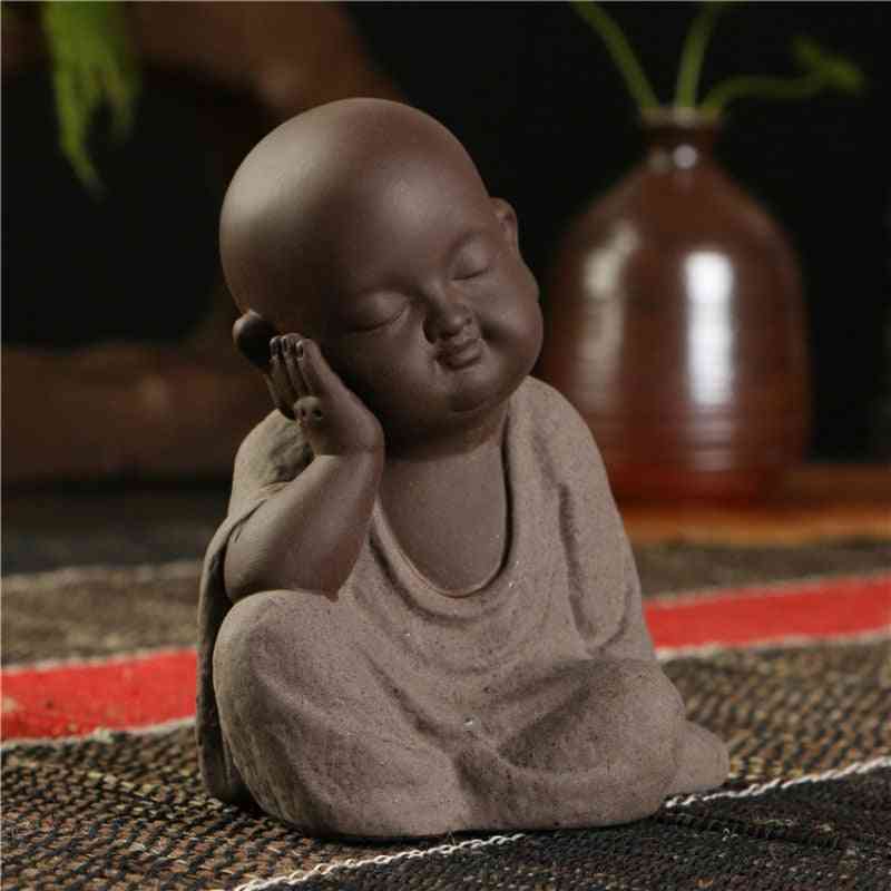 Hand-made Buddha Statue - Small Monk Sand Geomantic Home Decoration Figurines
