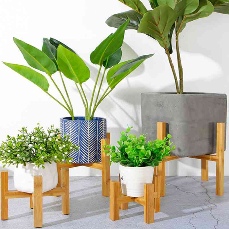 Vase / pot à fleur en bois à quatre pattes - salon, couloir, support de jardin en pot
