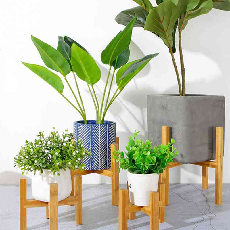Vase / pot à fleur en bois à quatre pattes - salon, couloir, support de jardin en pot