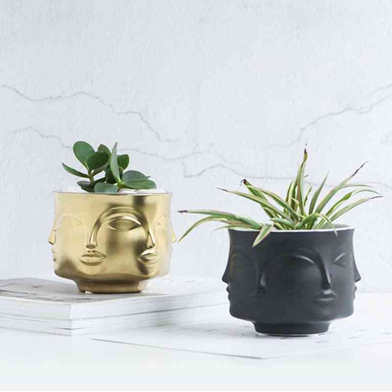 Man Face Home Decor Flower Vase - Modern Ceramic Vase For Flowers Pot Planters