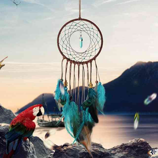 Beautiful, Colored Feathers Dreamcatcher -wall Hanging