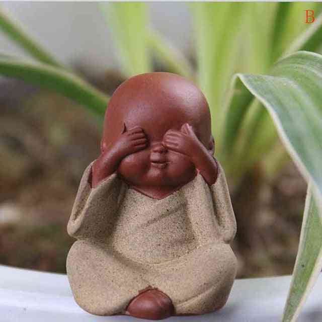 Small Buddha Statue - Monk Figurine Ceramic Crafts Ornament