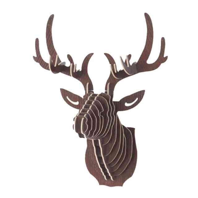3d lesena živalska glava jelena, umetniški model, stenska viseča okrasna držala za shranjevanje - stojala za obrt