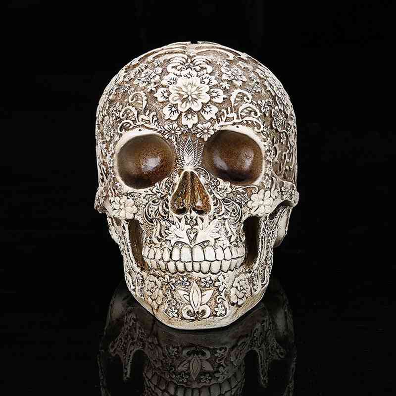 Resina creativa cráneo modelo vida réplica escultura halloween decoración para el hogar