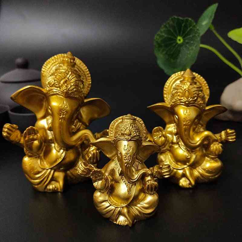 Lord Ganesha, Gold Indian Elephant God -sculpture Figurine