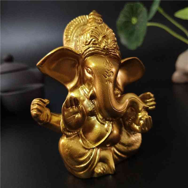 Lord Ganesha, Gold Indian Elephant God -sculpture Figurine