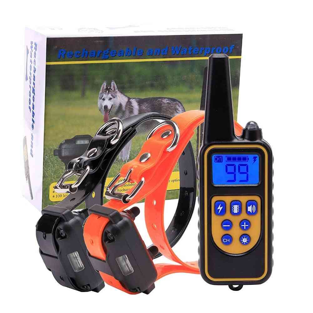 Electric Dog Training Collar Pet Remote Control Waterproof Rechargeable With Lcd Display For All Size Bark Collars