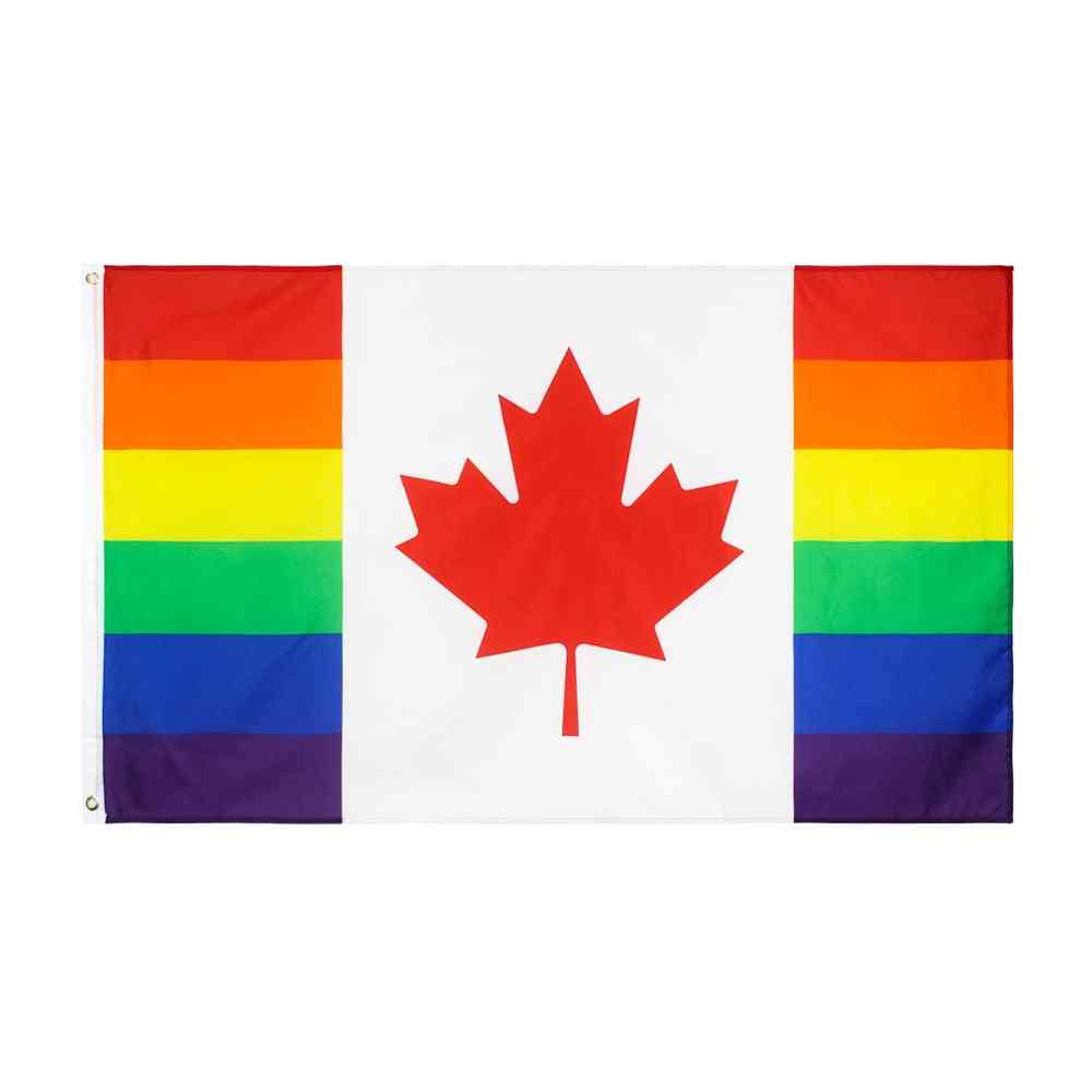 Lgbtqia lgbt tęczowa flaga kanadyjskiej dumy gejowskiej - 90 x 150 cm