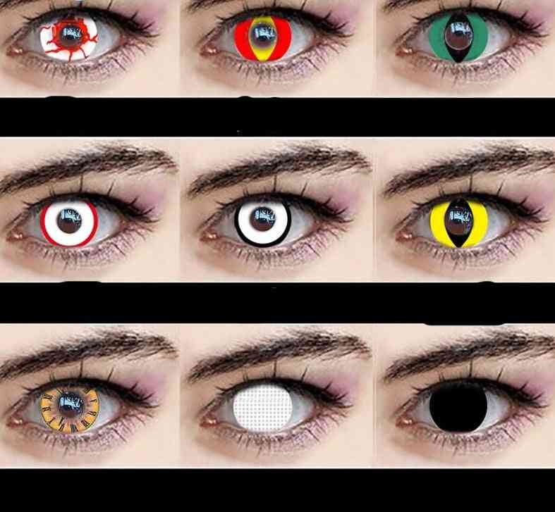 1 paire = 2 pièces cosplay belle grande lentille de pupille pour les yeux - couleur halloween, lentilles de contact