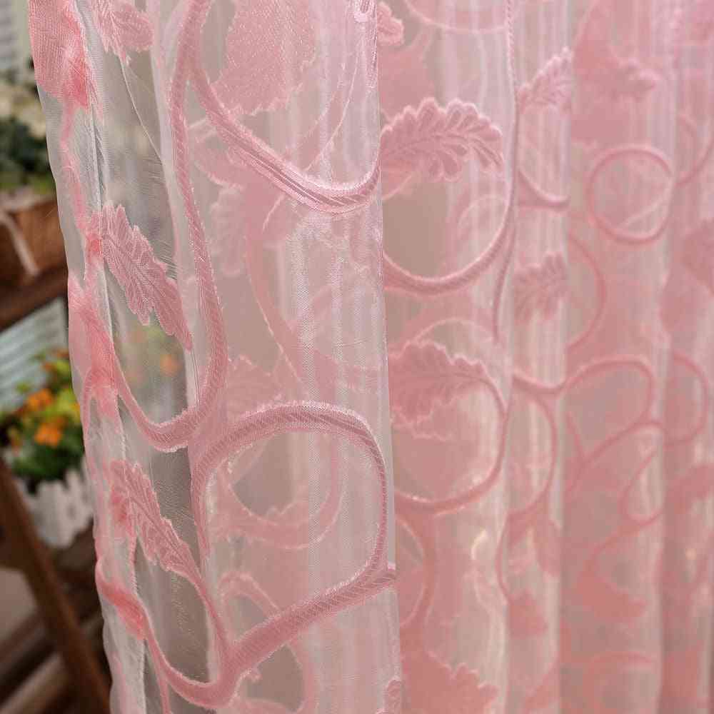 американски стил жакардов флорален дизайн тюл плат завеса за прозорец