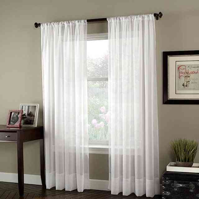 Solid White Modern Tulle Voile Finished Drapes Home Decor Window Curtains