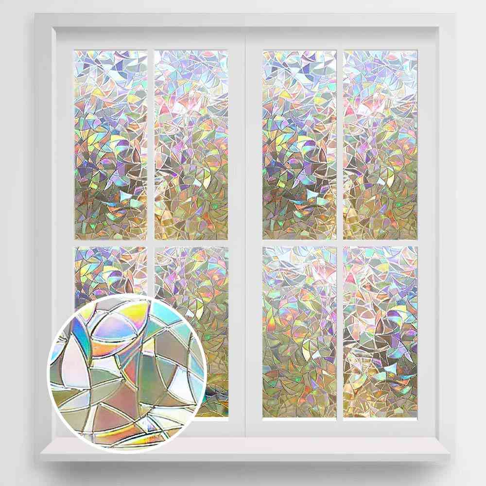 3d Privacy, Decorative Glass Rainbow Effect -  Removable Window Sticker