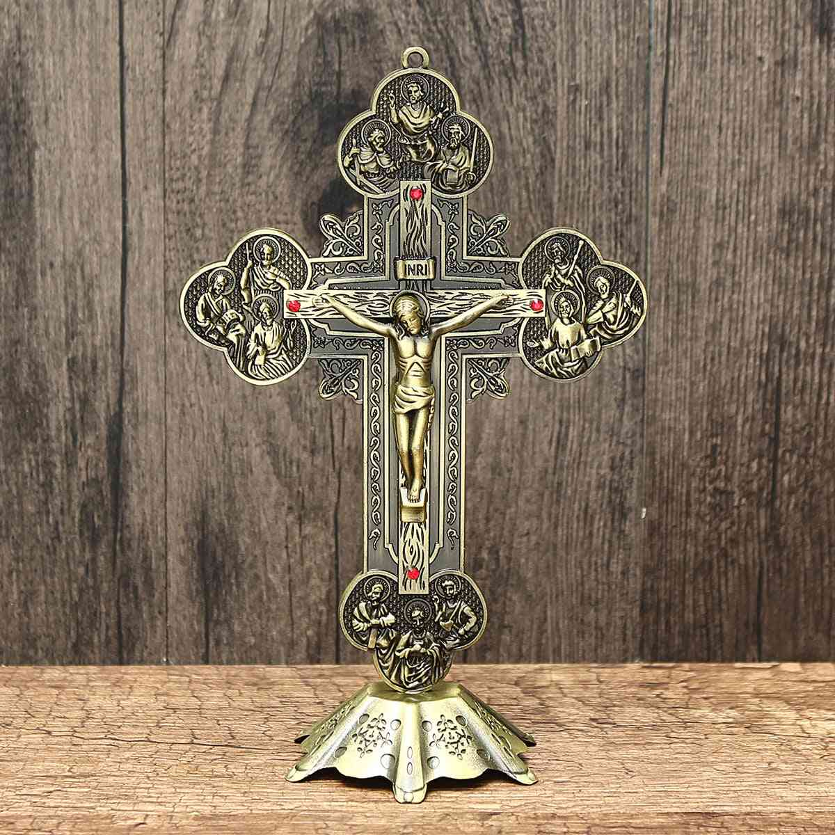 Jesus Christ On The Stand Cross Figurine - Church Relics Home Decoration