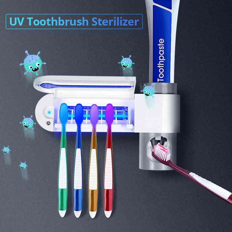 Multifunctional , Ultraviolet Toothbrush Sterilizer - Disinfection Toothbrush Rack , Shelf Toothpaste Squeezers Tube Holder
