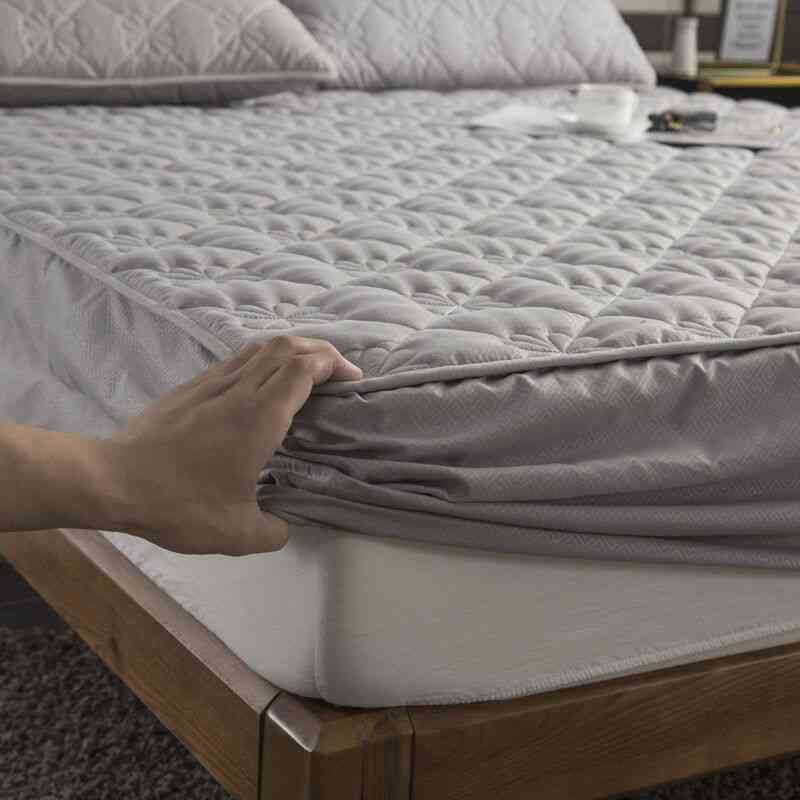 Thicken Quilted Anti Bacteria Mattress Cover - King, Queen Size Quilted Bed Fitted Sheet Topper Air Permeable Bed Pad
