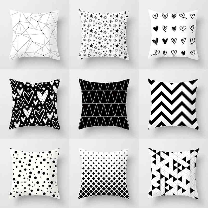 Black And White Geometric Polyester Decorative Throw Pillowcases