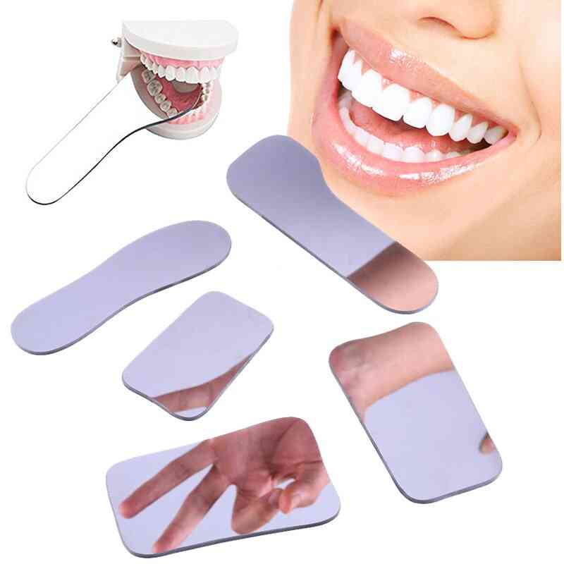 5 Pcs/set Dental Double Side Mirrors Orthodontic - Dental Photography Reflector Glass, Coated Titanium Intra Oral Dentist Mirror