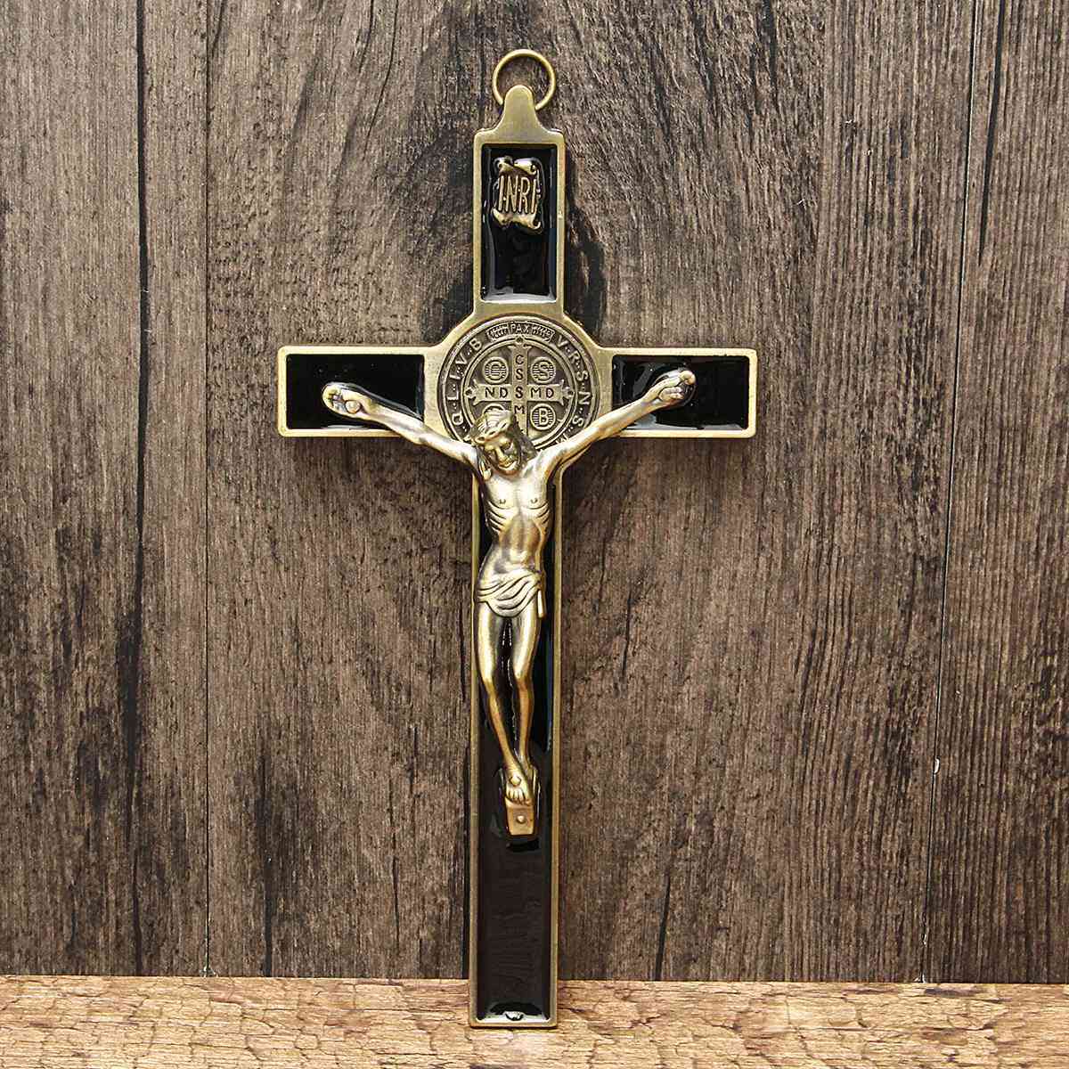 Jesus Christ Wall Crucifix Cross - Religious Saint 3d Craft Decor Jesus Christ On The Stand 19.5x9.5cm Antique Decoration