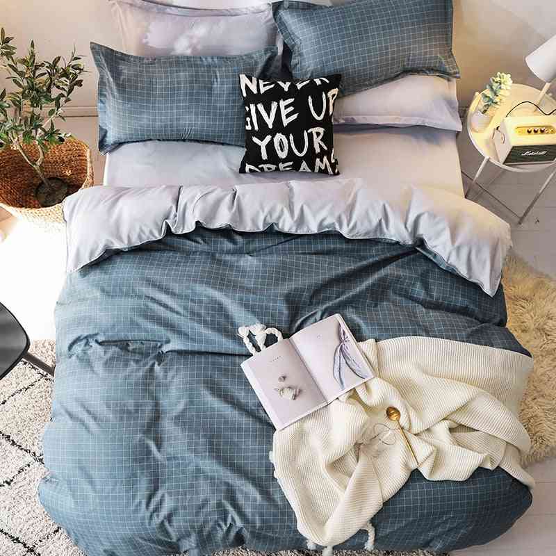 Classic Soft Cotton Duvet Cover, Flat Sheet And Pillowcase Bedding Set