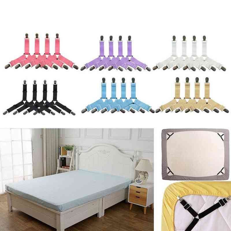 Heavy Duty Adjustable Elastic Bed Sheet Clips Suspenders Straps For Home Bed Sheet