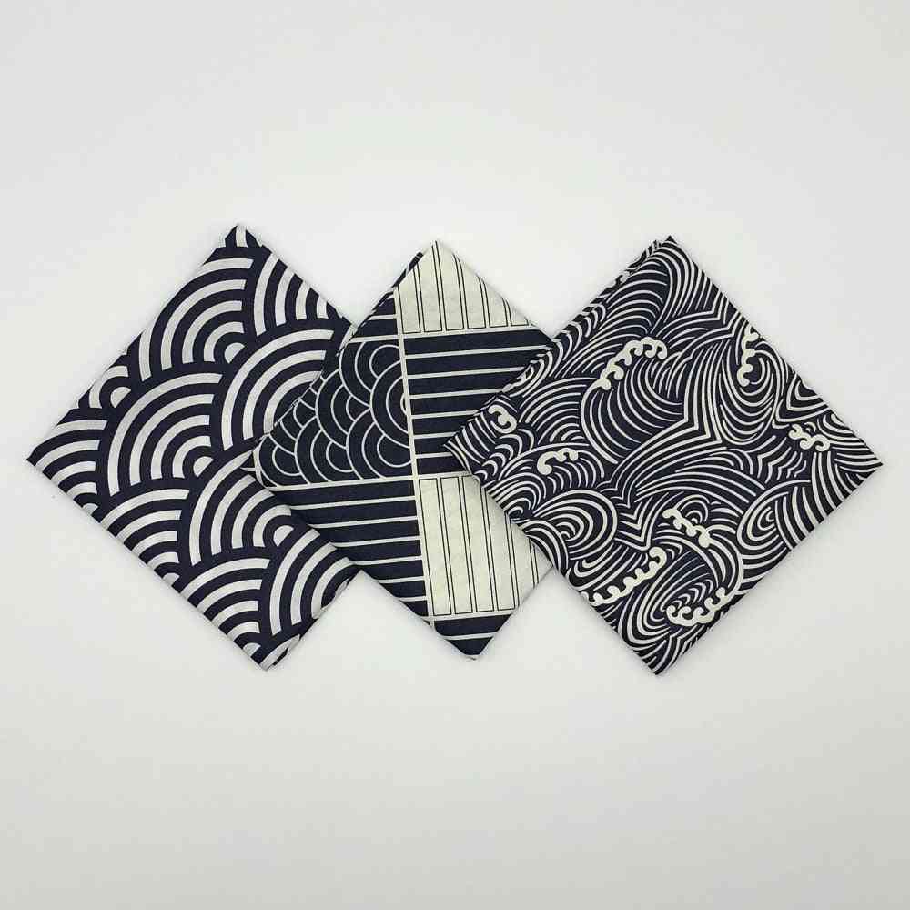 Big Handkerchief - Classic Traditional Waves, Clouds And Grid Printed Hankies