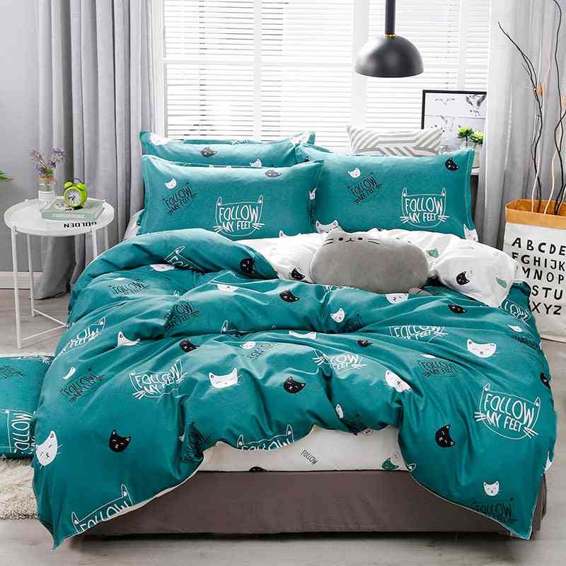 Children's Cartoon Print Bed Linen Duvet Cover Bed Sheet And Pillowcase Bedding Sets
