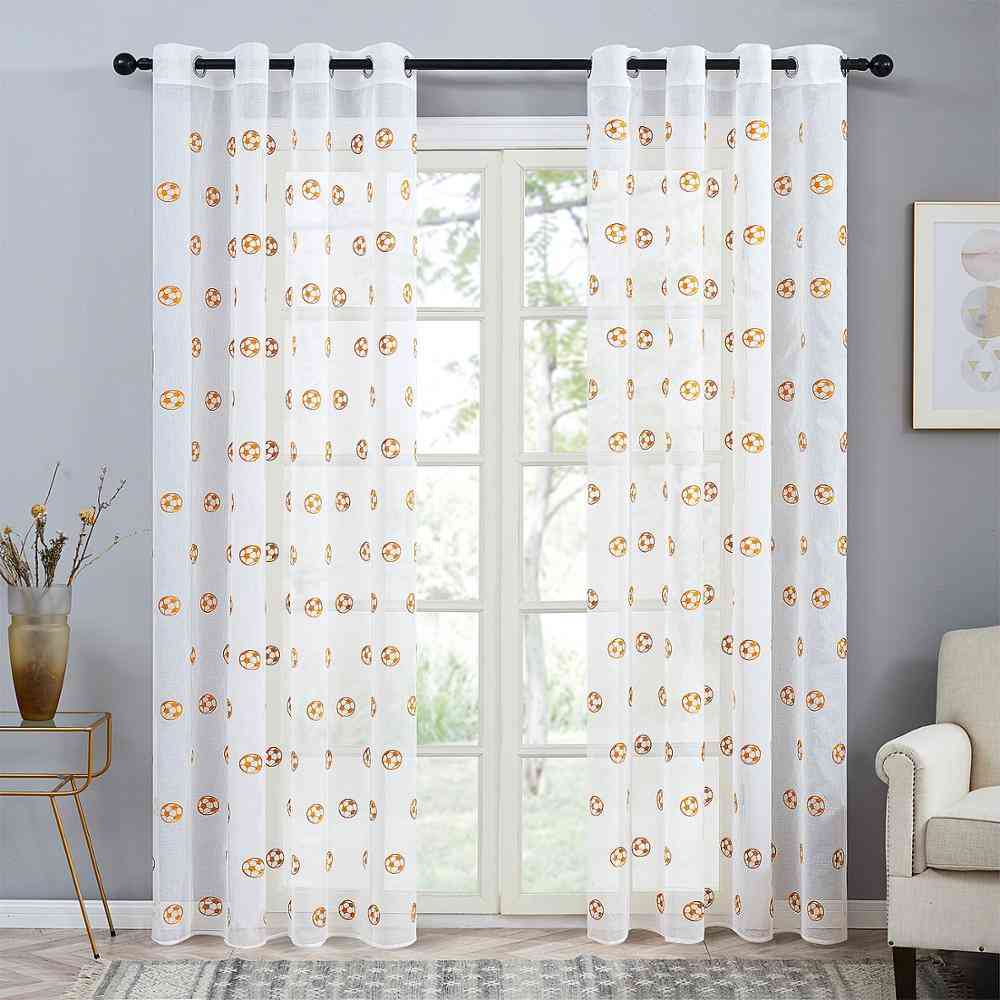 Football Pattern Embroidered Tulle Curtains For's Room