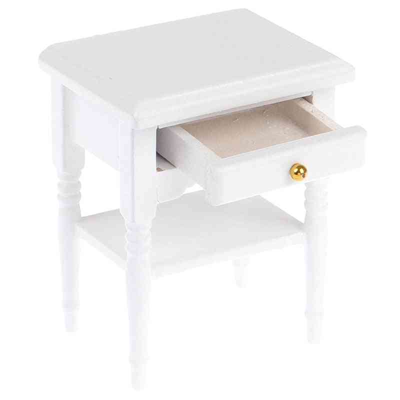 בית בובות שליד המיטה ארונות בובות מיני ריהוט שולחן לילה מודרני 1:12 בקנה מידה מיניאטורי מעץ