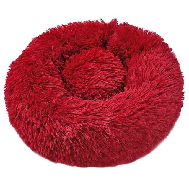 Washable Soft Winter Plush Round Shape Sleeping Bed / Cushion For Pets