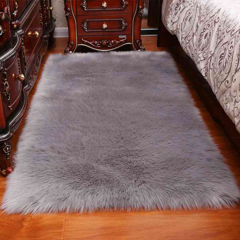Long Hair, Rectangle, Fluffy, Anti Slip Carpet For Living Room Decoration