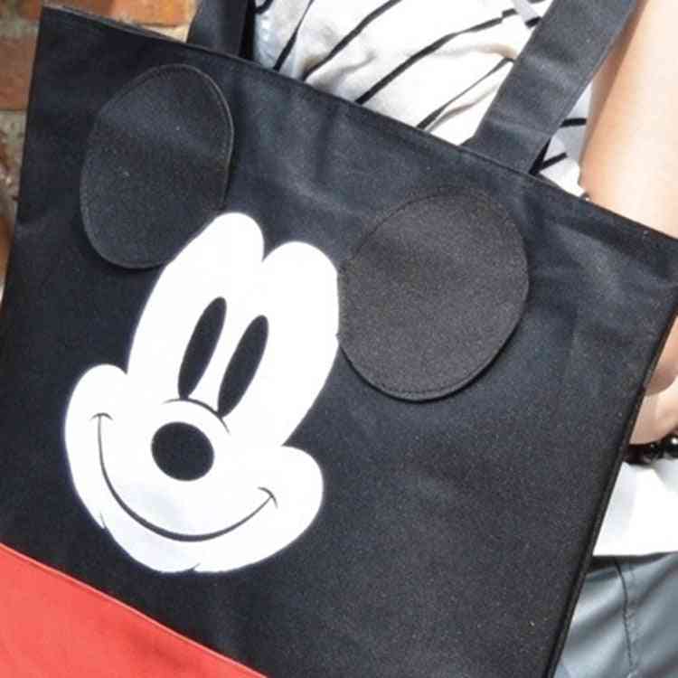 Mickey mouse kvinners lerretveske skulder - bærbar veske med høy kapasitet for shopping