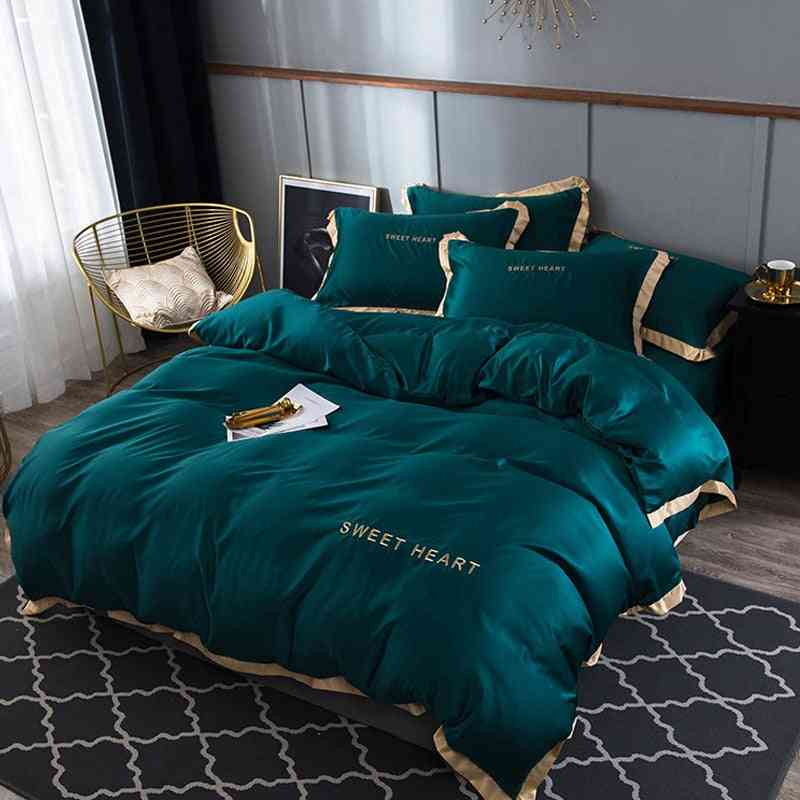 Modern Luxury Solid Color Flat Bed Sheet Brief Duvet Cover Set