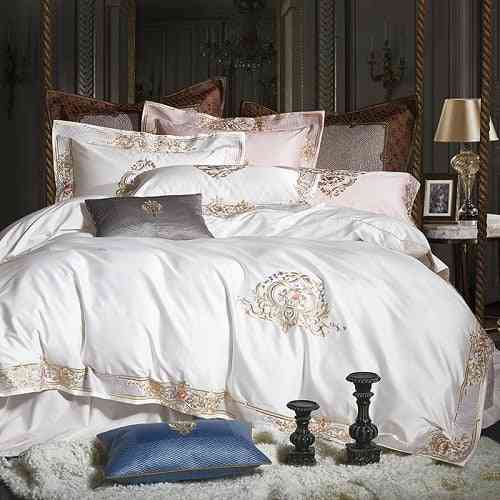 Set di biancheria da letto da ricamo di lusso in cotone egiziano 1000tc premium