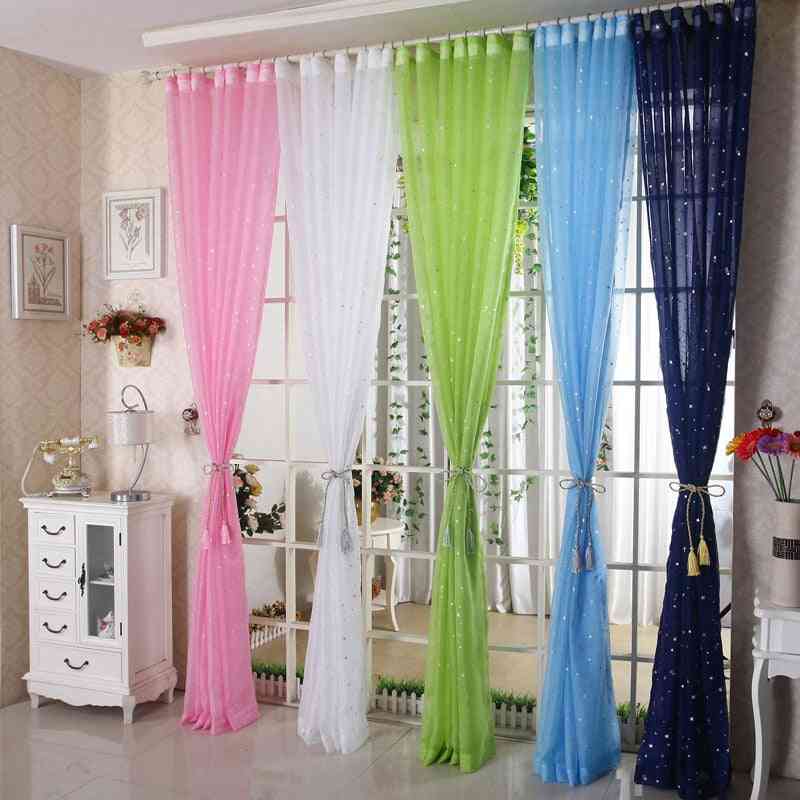 Modern White Star Transparent Tulle Home Decoration Curtain