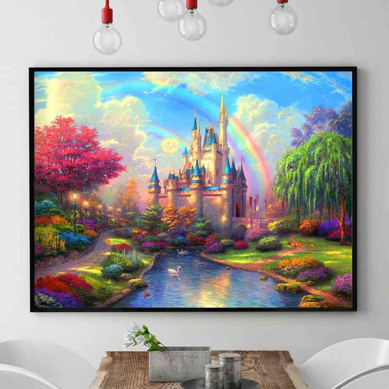 Rainbow Castle Patterns Counted Chinese Cross Stitching Diy Dmc Cross Stitch Embroidery Set